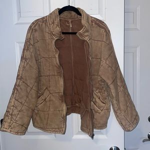 FREE PEOPLE Champagne Diamonds Dolman Quilted Knit Jacket Size XS